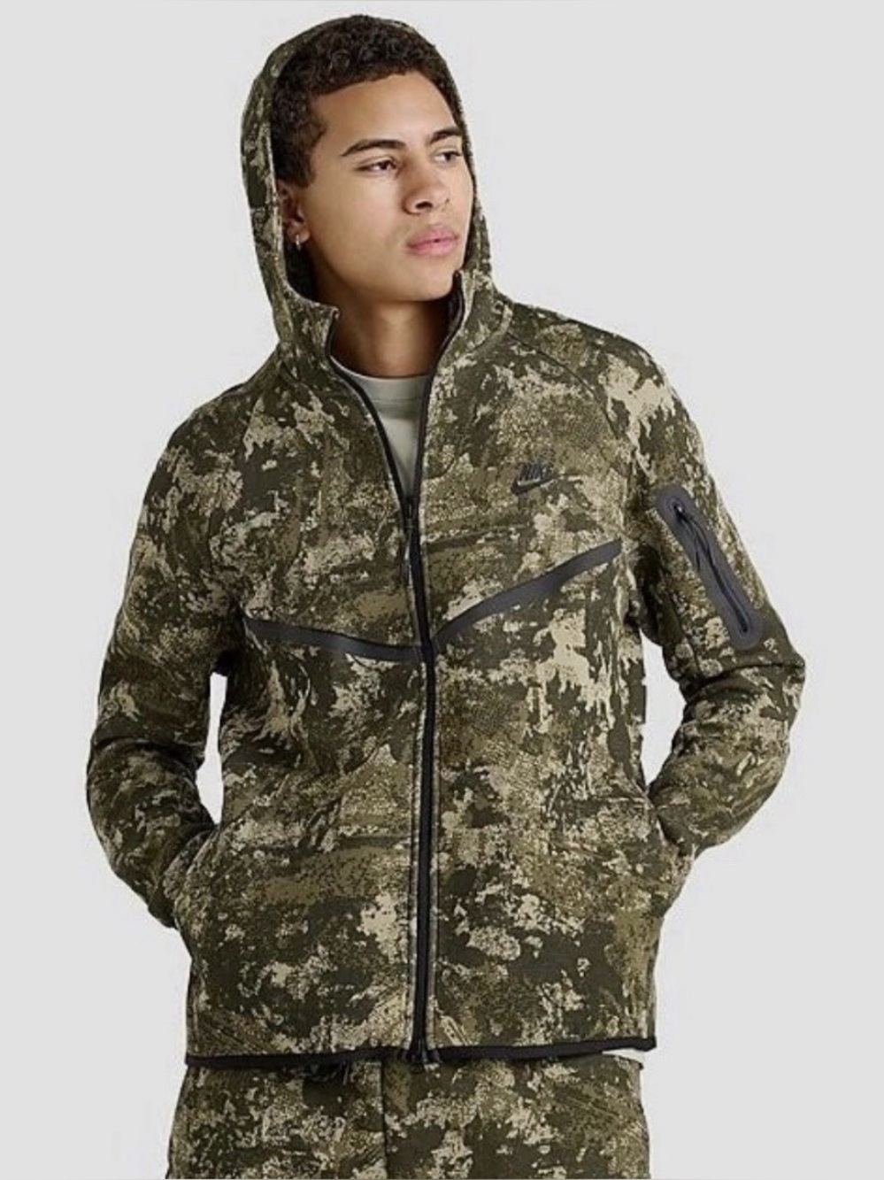 Nike Tech Windrunner Fleece Green Camo Full Zip Hoodie